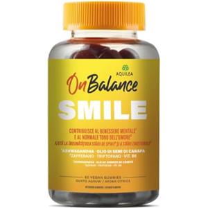 AQUILEA | On Balance Smile | 60 Caramelle gommose (Agrumi) | Ashwagandha Sensoril, zafferano, triptofano e vitamina B6 | Benessere mentale ed emotivo