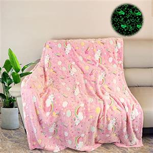 HSGLGNA Coperta per bambini, con unicorno, luce al buio, idea regalo per ragazze, super morbida e calda, coperta regalo (unicorno 06, 130 x 150 cm)
