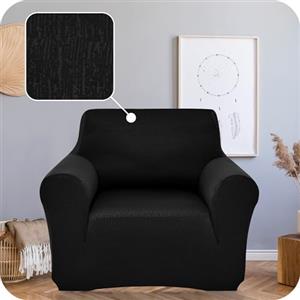 Deconovo Copridivano 1 Posto Elasticizzato con Braccioli, Antigraffio per Gatto, Universale Antiscivolo, Protezione Divano Lavabile Facile da Pulire, Nero Corvino