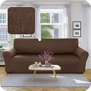 Deconovo Copridivano 3 Posti Elasticizzato con Braccioli, Antigraffio per Gatto, Universale Antiscivolo, Protezione Divano Lavabile Facile da Pulire, Cioccolato