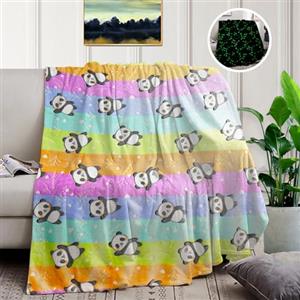 HSGLGNA Coperta luminosa con panda che si illuminano al buio, coperta luminosa per bambini e adulti, morbida e accogliente coperta in flanella per bambini, decorazione per compleanno e camera da letto (panda