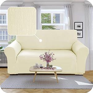 Deconovo Copridivano 2 Posti Elasticizzato con Braccioli, Antigraffio per Gatto, Universale Antiscivolo, Protezione Divano Lavabile Facile da Pulire, Beige