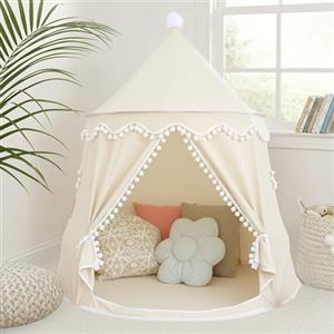 LIONHERZ® Tenda da gioco per bambini, traspirante, in cotone e canapa, lucchetto da fiaba con aste in fibra di vetro e borsa per il trasporto, stabile casetta giocattolo per interni, tipi, ragazzi e