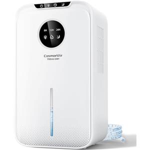CosmartAir Deumidificatore Casa Muffa,2500ML Deumidificatore Portatile Con Tubo,Smart Silenzioso,Timing 24H,Spegnimento Automatico,LED 7 colorati,700ml/giorno Per la Casa,Bagno Cabina Armadio