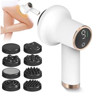 GBKDQQ Massaggiatore elettrico cellulite, massaggiatore anticellulite, portabilità anticellulite, con 8 accessori intercambiabili, tonificante, allevia la stanchezza per gambe, collo, spalle, vita, addome
