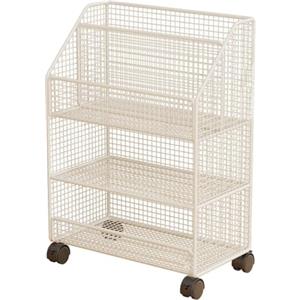 Jiuvaso Carrello porta libri con ruote, sotto la scrivania, organizer per file, libreria mobile versatile per cucina, ufficio, lavanderia, camera da letto, Bianco 3 Strati