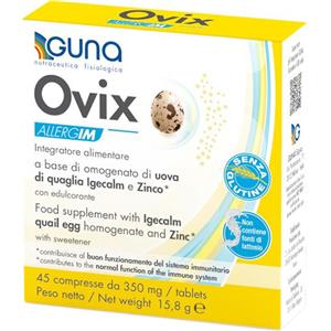 GUNA SpA OVIX ALLERGIM - Integratore Alimentare con Uova di Quaglia e Zinco per il Sistema Immunitario - 45 Compresse