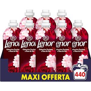 Lenor Ammorbidente Lavatrice Concentrato 440 Lavaggi (8X55), Gelsomino Scarlatto E Rose De Mai, Freschezza Che Dura 3 Volte Più A Lungo Con Tecnologia Olii Profumati