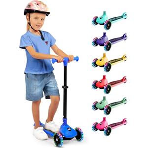 SereneLife Monopattino Bambino Pieghevole, Monopattino Bambina a 3 Ruote con Luci LED, Manubrio Regolabile e Freno, Monopattino a 3 Ruote, Scooter per Bambini e Bambine dai 3 Anni fino a 50 kg