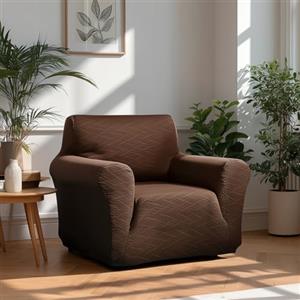 Deconovo Copridivano Elasticizzato 1 Posto con Braccioli - Antigraffio per Gatti, Copertura Moderna Antimacchia, Protezione Lavabile per Divano in Soggiorno, Cioccolato