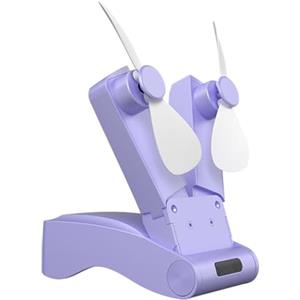 JISADER Mini Ventilatore da Tavolo Ventilatore Personale Doppio Ventilatore Ventilatore da Tavolo da Tavolo Mini Ventilatore Pieghevole Ricaricabile, Viola