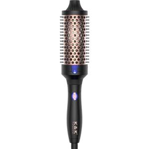 K&K Spazzola termica cheratina Thermal Brush Protect, botte riscaldata, spazzola per capelli calda, ionica, liscia, volume, bigodino per capelli, doppia tensione (nero, 45 mm)