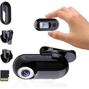 Xilecam Mini Action Cam 1080p Telecamera Animali Telecamere Nascoste da Esterno Body Cam e Accessori（Nero Opaco）