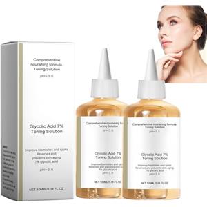 Generico 2PCS Acido Glicolico 7% Tonificante, Toning Resurfacing Solution Glycolic Acid Serum Face Skincare Peeling Solution Hydrating Toner 100 ML (One Size, 2PCS)