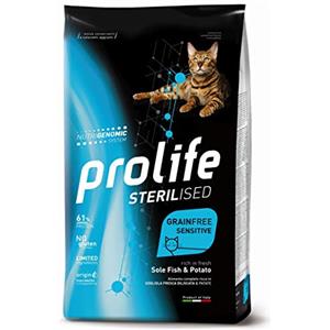 Generico Gatto Prolife Sterilised Grain Free Adult, Sogliola e Patate, alimento secco completo per gatti sterilizzati, di tutte le taglie, senza cereali,confezione da 1,5 Kg.