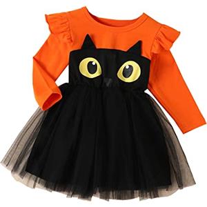 Generico Costume Halloween Bambina 1 Anno Abito Vampiro Bimba Costume Zucca Abiti Scheletro Strega Vestito Neonata Elegante Tulle Costumi Pipistrello Stregatto Travestimento Halloween Carnevale Cosplay Feste