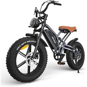 JANSNO Bicicletta Elettrica 20 x 4.0 Fat Tire, 7 Velocità Bici Elettrica, Freni a Disco Meccanici Anteriori e Posteriori, E-Bike per Adulti, Batteria Rimovibile 48V 17Ah
