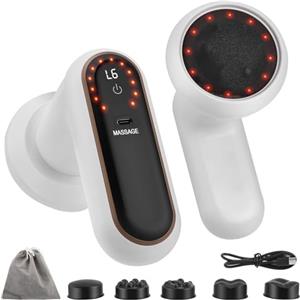 Jradse Massaggiatore Elettrico Anticellulite, 6 Velocità & 3 Modalità, Ricaricabile con Funzione Massaggiatore Anticellulite, 5 Testine Massaggianti Sostituibili per Corpo, Gambe, Addome e Braccia