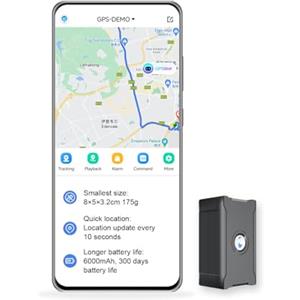 wanwaytech GPS Localizzatore Tracker per Auto Moto e Cani, 90 Giorni di Standby 6000mAh, Allarme Antifurto Tracciamento Globale in Tempo Reale - SIM Card Gratuita, App Inclusa, Tracker GPS Nascosto