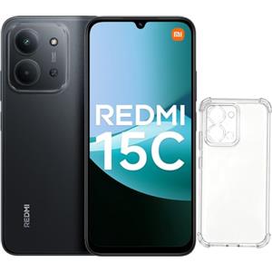 XIAOMI Redmi 15C 4+256GB Smartphone, Display 6.9" HD+ 120Hz, Batteria 6000mAh, Fotocamera 50MP, Processore Octa-Core, Senza Caricatore-Nero mezzanotte, Include Custodia Protettiva