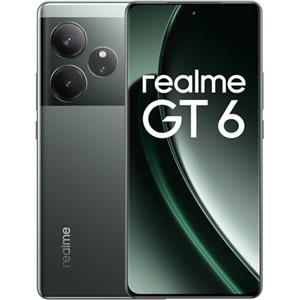 realme GT6 Smartphone 5G 12+256GB, Processore Snapdragon 8s Gen3, Display Ultra Luminoso 120Hz 6.78 '' 6000nit, Fotocamera 50MP Sony LYT-808, Batteria 5500mAh, NFC, Dual SIM, Verde (Senza Adattatore)