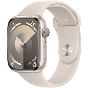 Apple Watch Series 9 GPS + Cellular 45mm Smartwatch con cassa in alluminio color galassia e Cinturino Sport galassia - M/L. Fitness tracker, app Livelli O₂, display Retina always-on