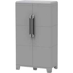 Bonussi Armadio Portascope Modulare da Esterno 78x43,6x143 cm 2 Ante 2 Ripiani in Polipropilene Transforming Grigio e Nero