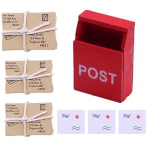 KARELLS Porta Elfo Natale Kit,Porticina Elfo Natale Legno Accessori,7 Pezzi Porta Elfo Natale Accessori,Natale Cassetta Postale Giornali,Mini Cassetta Postale,Miniatura Cassetta Postale