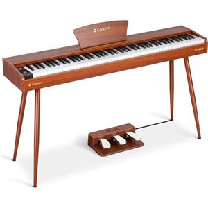 CAHAYA Pianoforte Digitale 88 Tasti - Piano Elettrico a Grandezza Naturale con Tasti Pesati, Corpo in Legno, 380 Suoni, Triplo Pedale per Principianti, Supporta USB-MIDI