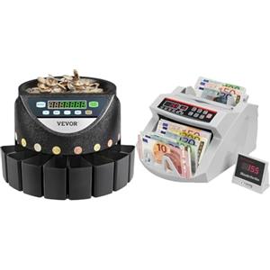 VEVOR Contamonete Professionale 220V contamonete elettronico 300 Monete al Minuto & OIdFe Conta Banconote Denaro Contatore Con Display LED Contabanconote Professionale