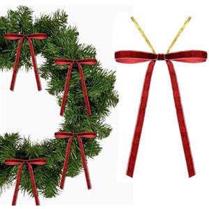 QUOHE 24 Pezzi Fiocchi Natalizi per Albero di Natale, Rosso Fiocchi Twist Tie Velluto Decorazioni Natalizie Fiocco per Punta Albero Natale Halloween Natrimoni, Addobbi per Ghirlande Porta Confezioni Regalo