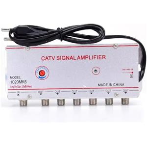 Eighosee Amplificatore del Segnale CATV 20dB Potenziatore del Segnale 'Antenna TV Digitale Attrezzature TV Domestiche 45MHz A 860MHz 1 in 6 Uscite Spina EU