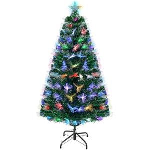 Uten Albero di Natale artificiale 180 cm, Uten Alberi natale con 220 punte in PVC, luci LED multicolori integrate, supporto in metallo