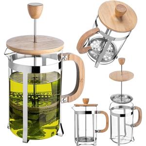 KADAX Caffettiera da 800 ml, French Press in vetro borosilicato, legno e acciaio inox, caffettiera manuale, caffettiera da tè, grande caffettiera