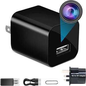 Dragonranee Caricatore USB per fotocamera nascosta, mini telecamera spia, mini caricatore per fotocamera, rilevamento del movimento Full HD 1080p, telecamera di sorveglianza, sicurezza interna,