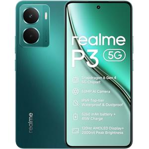 realme P3 Smartphone 12+512 GB 5G Telefono Cellulare, Snapdragon 6 Gen 4, 6.67" 1.5K 120Hz IP69, Batería 5260mAh Ricarica Rapida 45W, Cámara 50MP AI Travel Snap, NFC Doble SIM, Verde