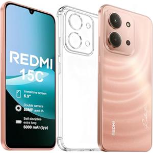 XIAOMI Redmi 15C 4+128GB Smartphone, Display 6.9" HD+ 120Hz, Batteria 6000mAh, Fotocamera 50MP, Processore Octa-Core, Senza Caricatore-Arancione crepuscolo, Include Custodia Protettiva