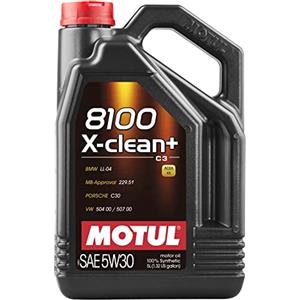 Motul 8100 X-Clean+ Olio 5W30 5L, Nero