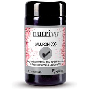 Nutriva Jaluronicos - Integratore Antinvecchiamento per la Pelle, 30 Compresse Senza Zuccheri e Latticini