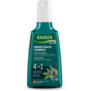Rausch Shampoo Energizzante Ginepro 200 ml - Shampoo 4 in 1 per Uomini, Deterge e Idrata Capelli, Corpo, Viso e Barba