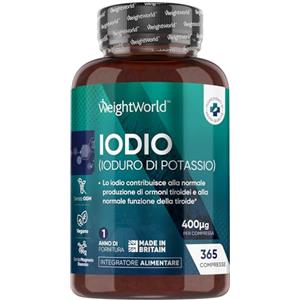 WeightWorld Iodio Integratore, 365 Compresse Vegane, 1+ Anno, Ioduro di Potassio, Lo Iodio Contribuisce alla Normale Produzione di Ormoni Tiroidei e alla Normale Funzione Tiroidea (EFSA), Senza Magnesio Stearato