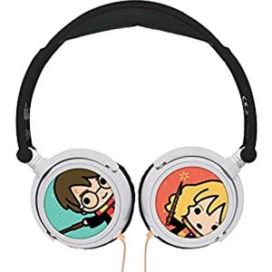 Lexibook, Harry Potter, Cuffie stereo, volume sicuro per bambini, pieghevoli e regolabili, bianco/oro, HP015HP