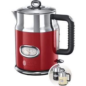 Russell Hobbs Bollitore Acqua Elettrico Retro, 1.7 L, 2400 W, Filtro Anticalcare Rimovibile e Lavabile, Zona Bollitura Rapida, Acciaio Inox, Rosso 21670-70