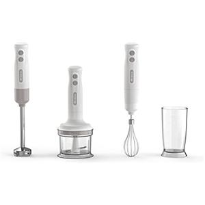 Ariete Frullatore a Immersione con Tritatutto Breakfast 606, Frullatore a Immersione, Minipimer con 2 Velocità, Lama in Acciaio Inox, Gamba Removibile, Bicchiere Trasparente Graduato, 700W, Bianco