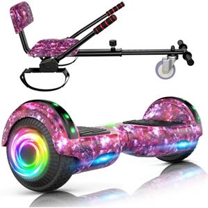 SISIGAD Hoverboard con Hoverkart,Overboard con Hoverkart per bambini, Hoverboard con musica bluetooth e luci a LED