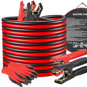 MAMIZO Cavi Batteria Auto 4M 1000A 12V-24V, Sezione Trasversale 30mm², Cavi per Auto con Guanti e Borsa da Viaggio, Cavi Batteria Auto Professionali, Cavi Batterie per Auto, Moto, Camion e Camper