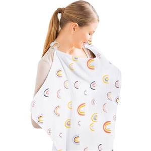 Aolso Copri Seno Allattamento, Cinghie Regolabili, Morbido E Traspirante Telo Allattamento, Protezione Per La Privacy A Copertura Totale, Grembiule Da Allattamenti-Arcobaleno Bianco