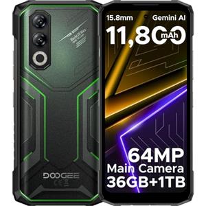 DOOGEE Blade 20 Max Rugged Smartphone, 36GB RAM+1TB ROM(2TB TF) Telefono Indistruttibile, 11800mAh/33W, MTK Helio G100 Octa Core, 6.6" 120Hz, 64MP+20MP+16MP, Android 15/NFC/4G Dual SIM/Face ID