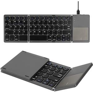 SOPPY Tastiera Bluetooth Pieghevole con Touchpad, Mini Tastiera Wireless Portatile Ricaricabile Tramite USB, Tastiera Ripiegabile per Mac, iOS, Android, Windows, PC, Tablet, Laptop, Smartphone
