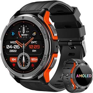 OUKITEL Smartwatch Uomo,Orologio Militare Smart Watch con Chiamate Vocale,1.43 AMOLED Screen 24/7 Sonno Cardiofrequenzimetro,100+ Sportive Fitness Tracker per iOS Android